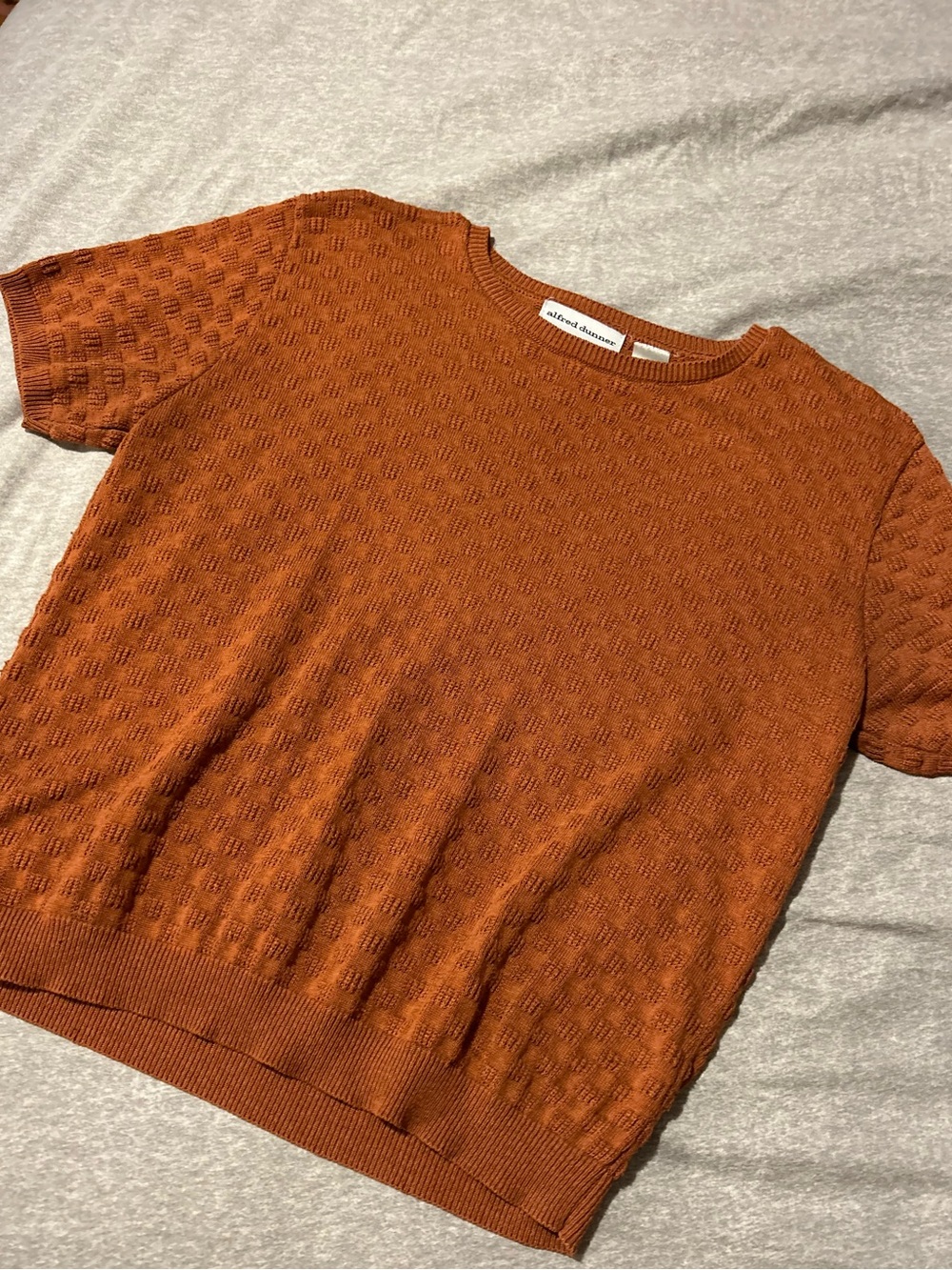 Alfred Dunner Rust Short-Sleeve Textured Knit Sweater